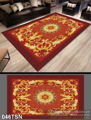 Tranh thảm sàn họa tiết đỏ lá vàng