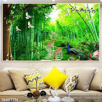 Tranh decor phong cảnh khu rừng in 3D