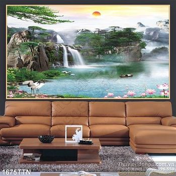 Tranh psd thác nước nghệ thuật in uv