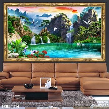Tranh decor thác nước nghệ thuật in 3D