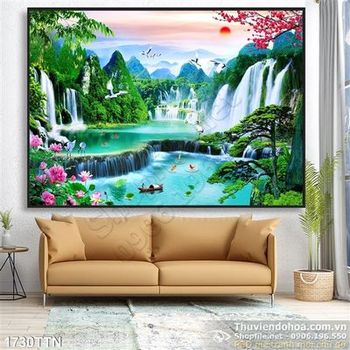 Tranh phong cảnh mùa xuân decor in 3D