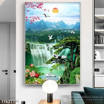 Tranh decor thác nước phong thủy đẹp nhất