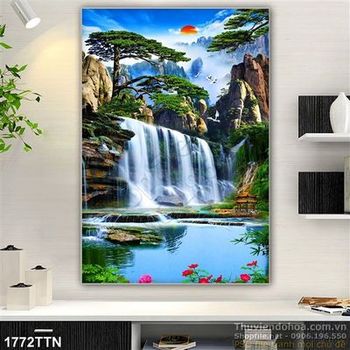 Tranh psd khổ dọc phong cảnh nghệ thuật in uv