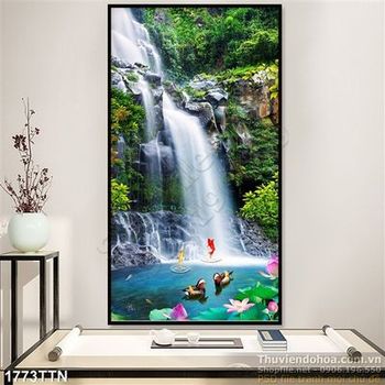 Tranh psd thác nước phong thủy mới nhất