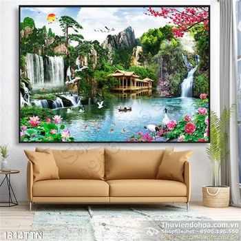 Tranh psd phong cảnh hữu tình mùa xuân