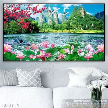 Tranh Psd sơn thủy hữu tình in 3D