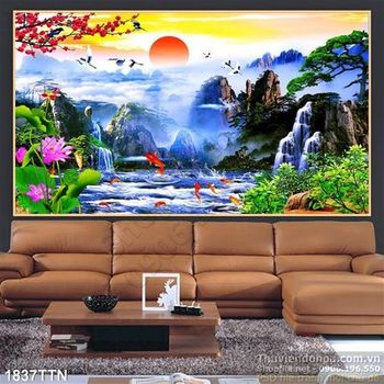 Tranh phong thủy nghệ thuật mùa xuân psd