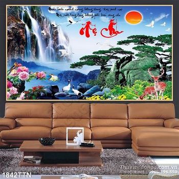 Tranh phong thủy thư pháp cha mẹ in 3D