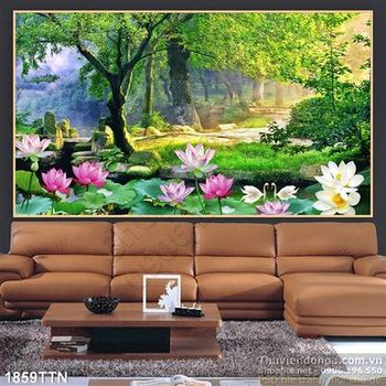 Tranh bình minh trong rừng in 3D