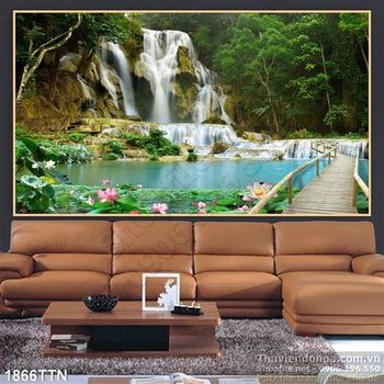 Tranh psd thác nước phong thủy nghệ thuật đẹp