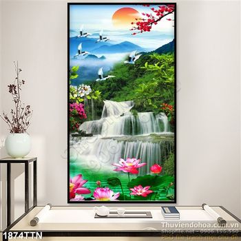 Tranh khổ dọc phong thủy mùa xuân in uv Tranh khổ dọc phong thủy mùa xuân in uv