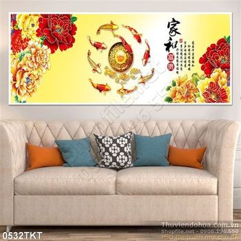 Tranh kim tiền cá Koi nghệ thuật