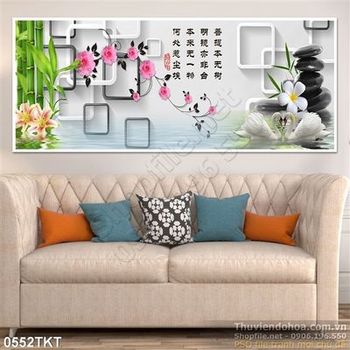 Tranh thư pháp hoa đào