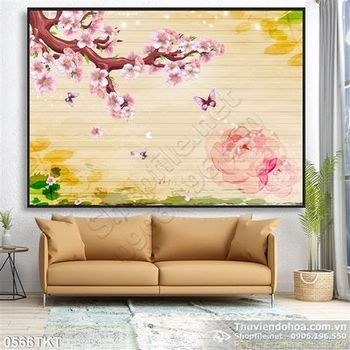 Tranh kim tiền hoa đào