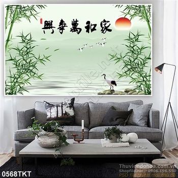 Tranh thư pháp cây trúc