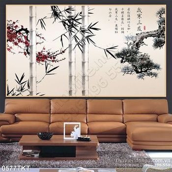 Tranh thư pháp tùng, trúc, cúc, mai