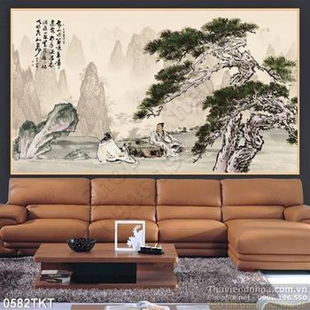 Tranh thư pháp cây tùng