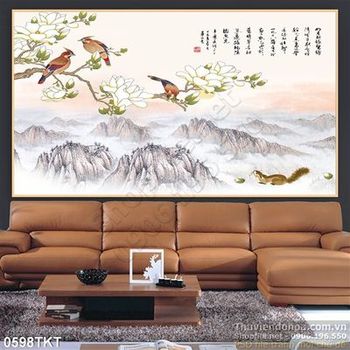 Tranh thư pháp hoa và sơn thủy