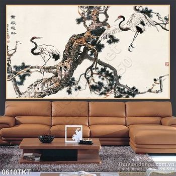 Tranh thư pháp chim hạc