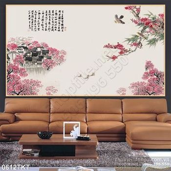 Tranh thư pháp hoa mùa xuân