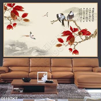 Tranh thư pháp chim yến