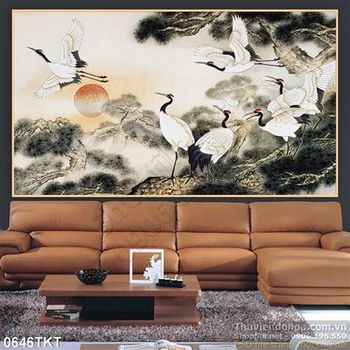 Tranh thư pháp chim hạc