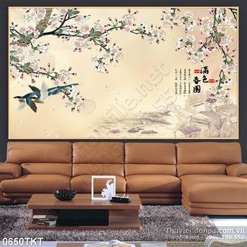 Tranh thư pháp phong cảnh mùa xuân