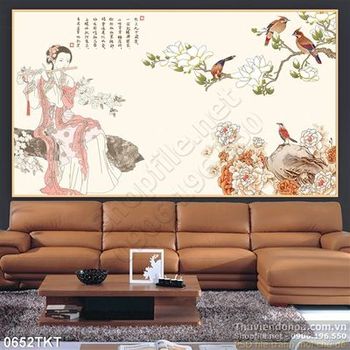 Tranh thư pháp hoa mùa xuân