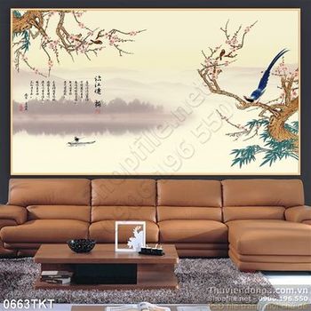 Tranh thư pháp phong cảnh mùa xuân