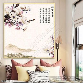 Tranh thư pháp hoa trang trí nghệ thuật