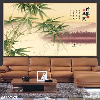 Tranh thư pháp cây trúc nghệ thuật