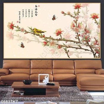 Tranh kim tiền hoa đào