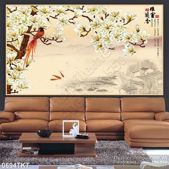 Tranh thư pháp chim mùa xuân