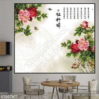 Tranh thư pháp hoa mẫu trang trí