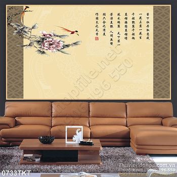 Tranh thư pháp chim yến và mùa xuân