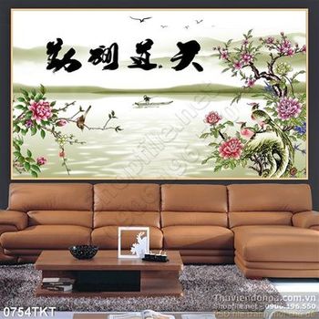 Tranh thư pháp hoa mùa xuân