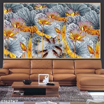 Tranh kim tiền lá sen trang trí