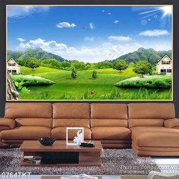 Tranh thư pháp phong cảnh trang trí