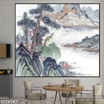 Tranh thư pháp sơn thủy trang trí