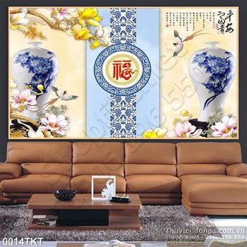 Tranh thư pháp bình cổ treo tường