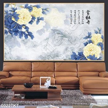 Tranh thư pháp hoa hồng trang trí tường