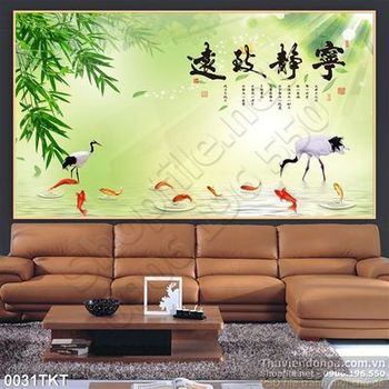 Tranh thư pháp phong thủy chim hạc