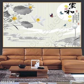 Tranh thư pháp hoa sen treo tường