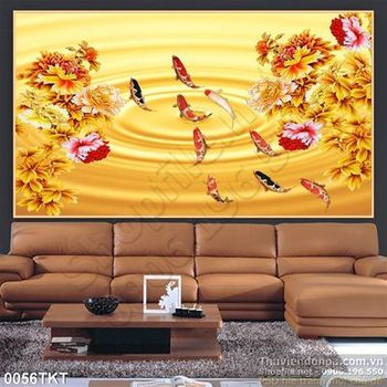 Tranh kim tiền cá chép và mẫu đơn