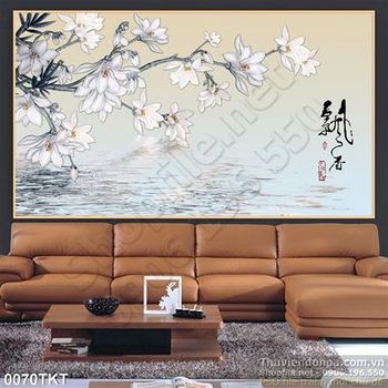 Tranh thư pháp hoa sứ treo tường