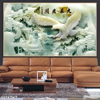 Tranh thư pháp giả ngọc chim đại bàng