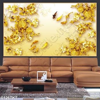 Tranh kim tiền cá chép và hoa hồng