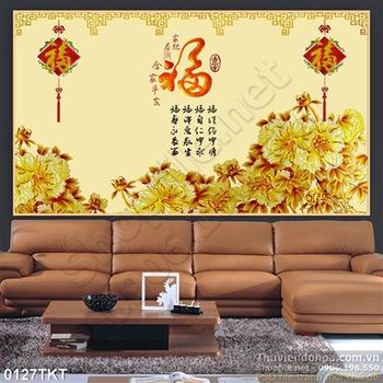 Tranh kim tiền thư pháp hoa treo tường