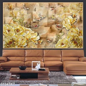 Tranh kim tiền hoa mẫu đơn trang trí