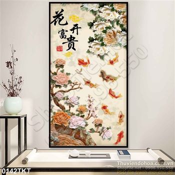 Tranh thư pháp cá chép treo tường